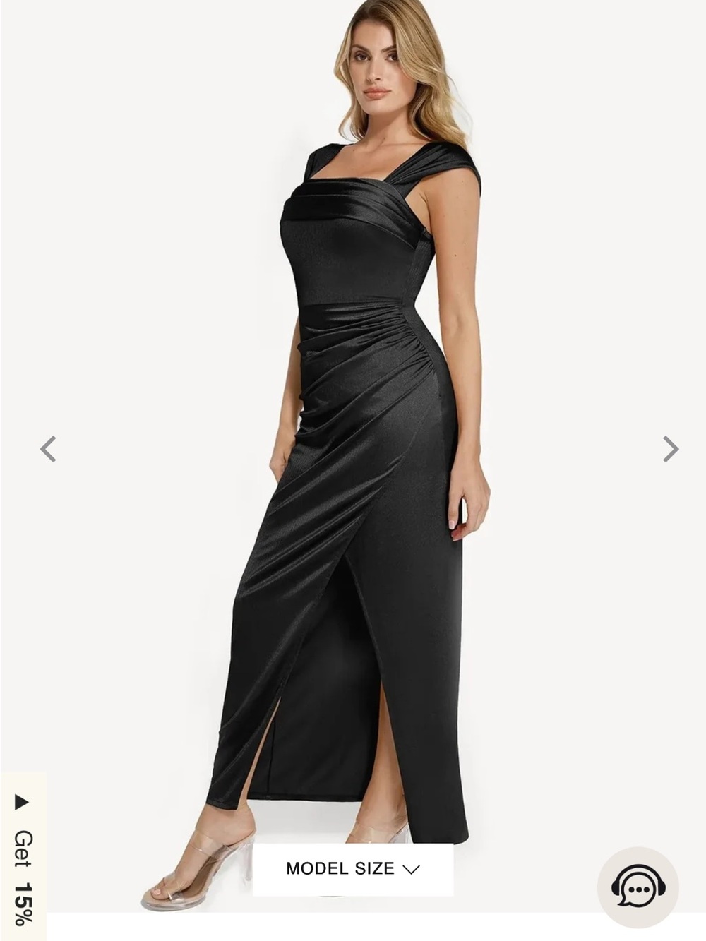 Shape Wear Elegant Black Ruched Dress with Square Neck